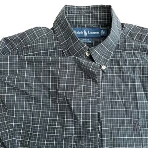 Ralph Lauren‎ Blake Mens Short Sleeve Button Down Shirt Plaid Checkered Gray S